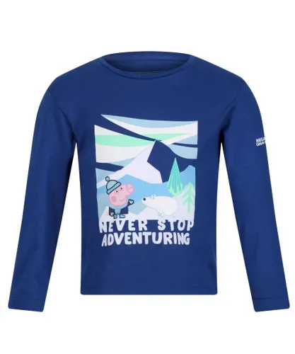 Regatta Boys Childrens/Kids Never Stop Adventuring Peppa Pig Long-Sleeved T-Shirt (Space Blue)