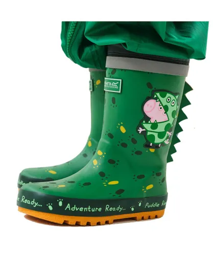 Regatta Boys & Girls Peppa Pig Puddle Wellington Boots - Green Rubber