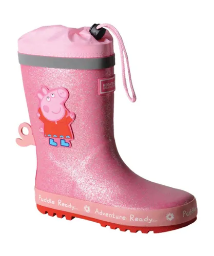 Regatta Boys & Girls Peppa Pig Puddle Wellington Boots - Pink Rubber