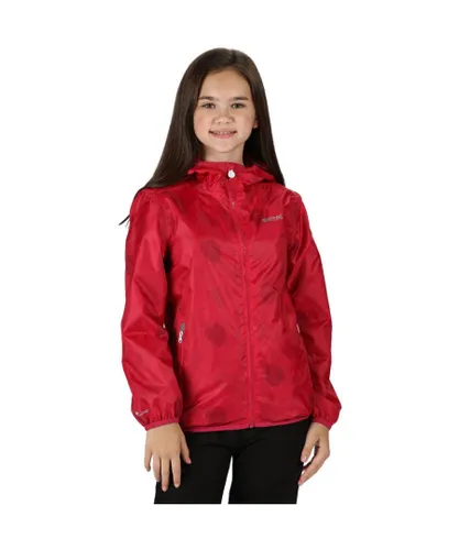 Regatta Boys & Girls Printed Lever Waterproof Breathable Jacket - Pink