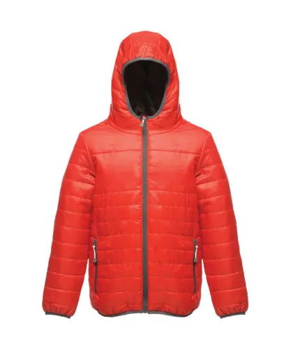 Regatta Boys & Girls Stormforce Lightweight Durable Padded Jacket Coat - Red Polyamide