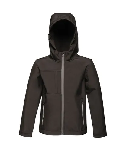 Regatta Boys Octagon Wind Resistant Hooded Softshell Jacket - Black