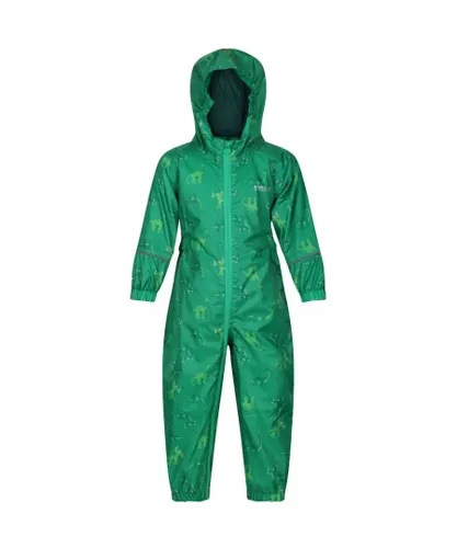 Regatta Boys Pobble Waterproof Breathable Rainsuit Set - Green