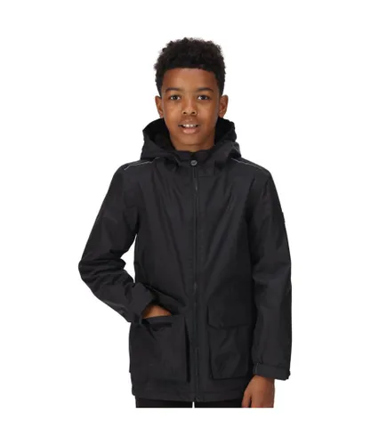 Regatta Boys Salman Waterproof Insulated Reflective Coat - Black