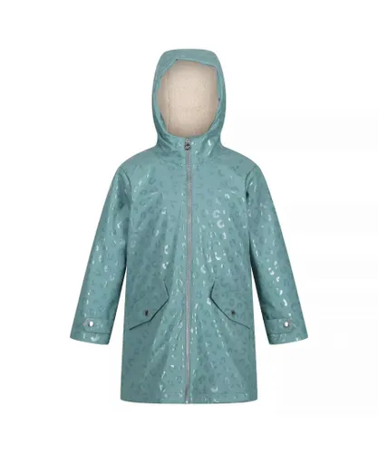 Regatta Childrens Unisex Childrens/Kids Brynlee Animal Print Waterproof Jacket (Mineral Blue)