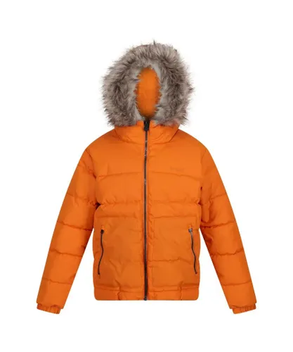 Regatta Childrens Unisex Childrens/Kids Faux Fur Trim Parka (Maple) - Orange