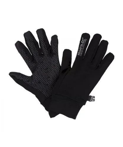 Regatta Childrens Unisex Childrens/Kids Grippy II Lightweight Gloves (Black/Dark Grey)