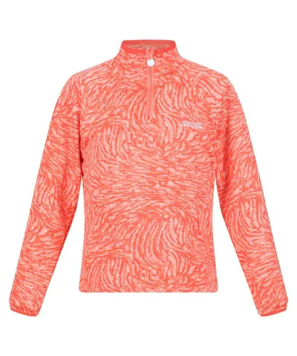 Regatta Childrens Unisex Childrens/Kids Highton Animal Print Half Zip Fleece Top (Fusion Coral) - Multicolour