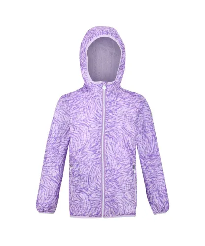 Regatta Childrens Unisex Childrens/Kids Lever Animal Print Packaway Waterproof Jacket (Light Amethyst) - Purple