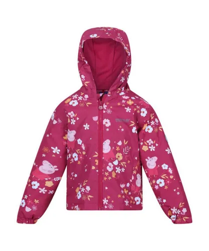 Regatta Childrens Unisex Childrens/Kids Muddy Puddle Peppa Pig Autumnal Padded Waterproof Jacket (Berry Pink)
