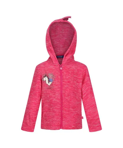 Regatta Childrens Unisex Childrens/Kids Peppa Pig Marl Fleece Full Zip Hoodie (Pink Fusion)