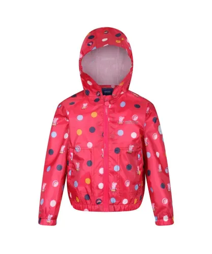 Regatta Childrens Unisex Childrens/Kids Peppa Pig Polka Dot Hooded Waterproof Jacket (Blush Red) - Multicolour