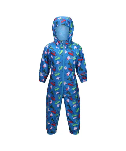 Regatta Childrens Unisex Childrens/Kids Pobble Peppa Pig Dinosaur Waterproof Puddle Suit (Imperial Blue)