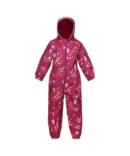Regatta Childrens Unisex Childrens/Kids Pobble Peppa Pig Puddle Suit (Berry Pink/Autumn) - Multicolour