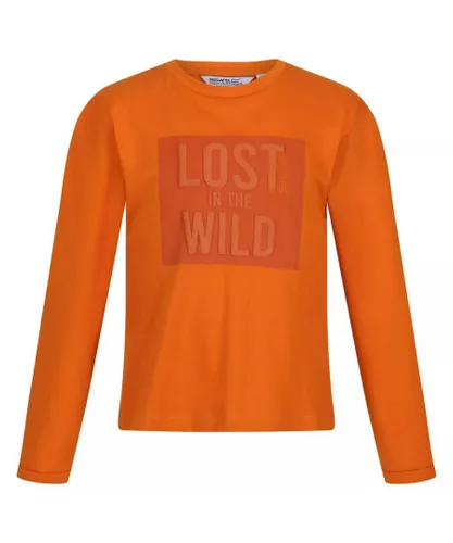 Regatta Childrens Unisex Childrens/Kids Wenbie III Lost In The Wild T-Shirt (Autumn Maple) - Orange Cotton