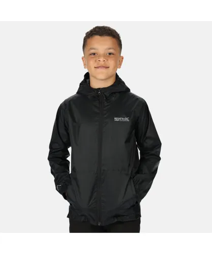 Regatta Childrens Unisex Great Outdoors Childrens/Kids Pack It Jacket III Waterproof Packaway Black (Black)