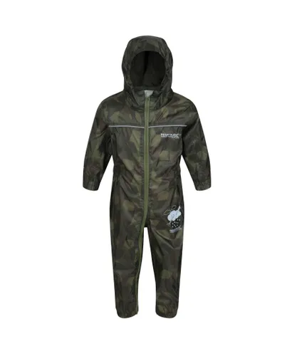 Regatta Childrens Unisex Great Outdoors Toddlers Puddle IV Waterproof Rainsuit (Cypress Green Camo) - Camouflage