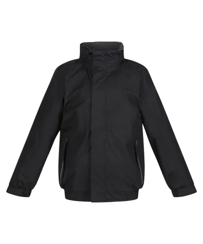 Regatta Childrens Unisex Kids Thermoguard Fleece Lined Dover Jacket (Windproof & Waterproof) (Black/Ash)