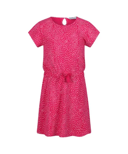 Regatta Girls Childrens/Kids Catrinel Animal Print Casual Dress (Pink Fusion) Cotton