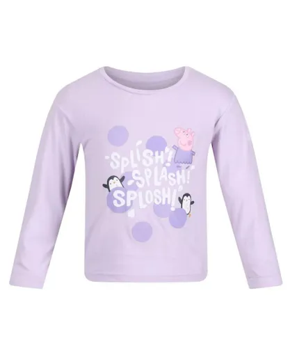 Regatta Girls Childrens/Kids Splish Splash Splosh Peppa Pig Long-Sleeved T-Shirt (Pastel Lilac)