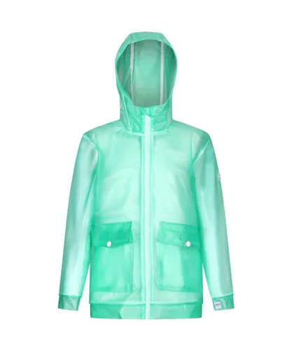 Regatta Girls Hallow Hooded Durable Waterproof Coat Jacket - Green