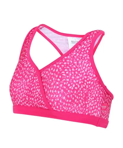 Regatta Girls Hosanna Animal Print Bikini Top (Pink Fusion)