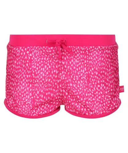 Regatta Girls Hosanna Animal Print Swim Shorts (Pink Fusion)