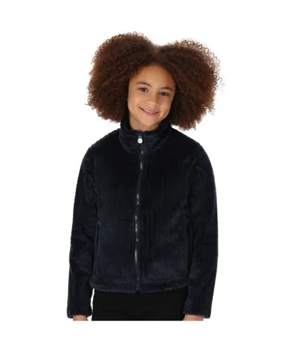 Regatta Girls Kallye Full Zip Fluffy Fleece Jacket - Navy