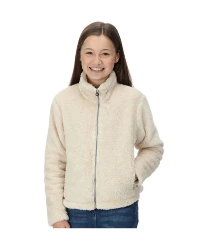 Regatta Girls Kallye Full Zip Fluffy Fleece Jacket - White