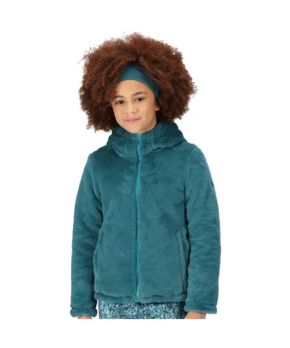 Regatta Girls Spyra III Hooded Reversible Fleece Coat - Green