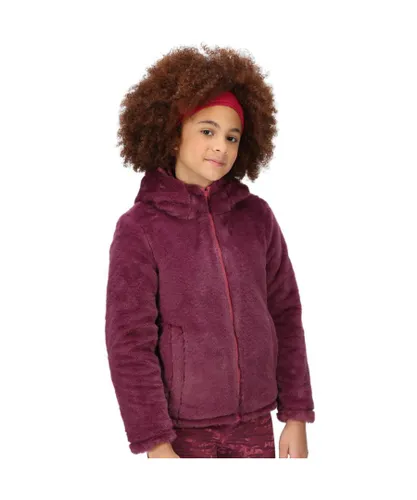 Regatta Girls Spyra III Hooded Reversible Fleece Coat - Purple