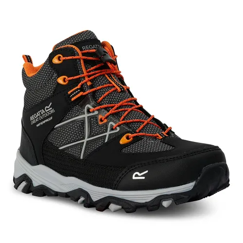 Regatta Kids Samaris III Waterproof Hiking Boots (Black Granite / Orange)
