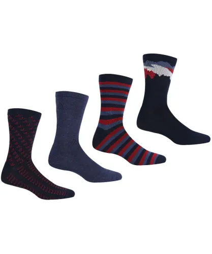 Regatta Mens 4 Pack Lifestyle Casual Socks - Navy Rayon/Viscose