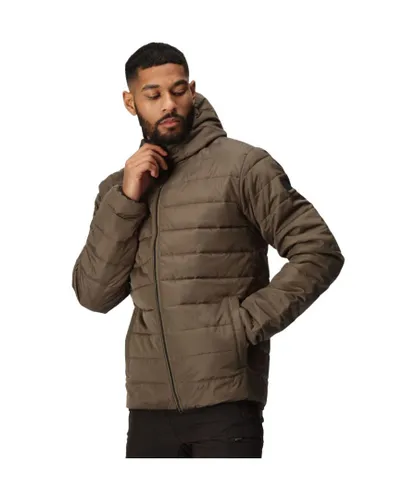 Regatta Mens Helfa Insulated Warm Quilted Hooded Jacket - Brown