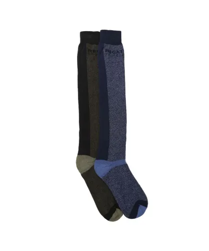 Regatta Mens Pro Assorted Designs Boot Socks Set (Pack of 2) (Blue/Black) - Multicolour - One