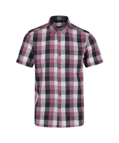Regatta Mens Ryker Checked Short-Sleeved Shirt (Mauve) - Multicolour Cotton
