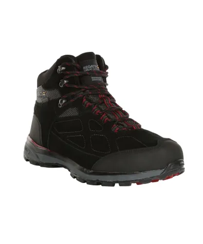 Regatta Mens Samaris Suede Hiking Boots (Black/Dark Red)