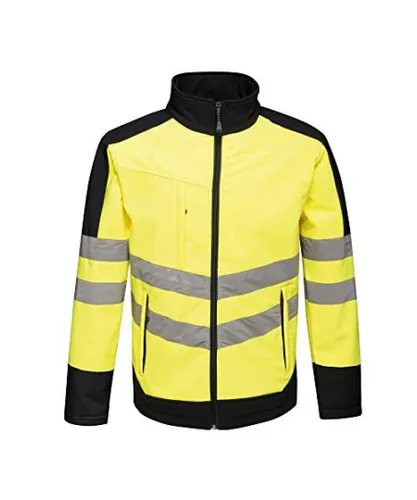Regatta Mens Unisex Hi Vis Pro Reflective Softshell Work Jacket (Yellow/Navy)