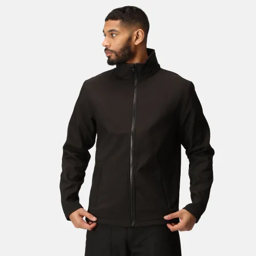Regatta Professional Mens Ablaze Printable Softshell Jacket (Black / Black)
