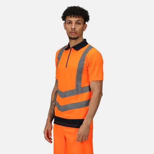 Regatta Professional Mens Hi-Vis Wicking Polo Shirt (Hi Vis Orange)