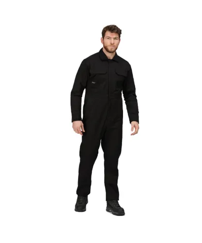 Regatta Professional Mens Pro Stud Durable Coveralls - Black