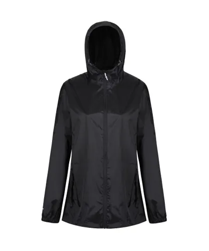 Regatta Professional Womens Waterproof Packaway Jacket Coat - Black Polyamide
