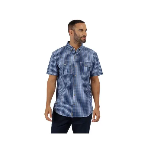 Regatta Rainor Coolweave Checked Short Sleeve Shirt: Oxford Blue: