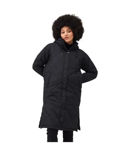 Regatta Womens Cambrie Insulated Padded Longline Jacket Coat - Black Cotton