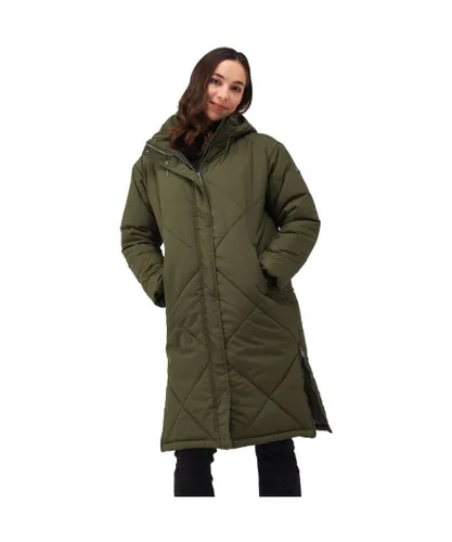 Regatta Womens Cambrie Insulated Padded Longline Jacket Coat - Green