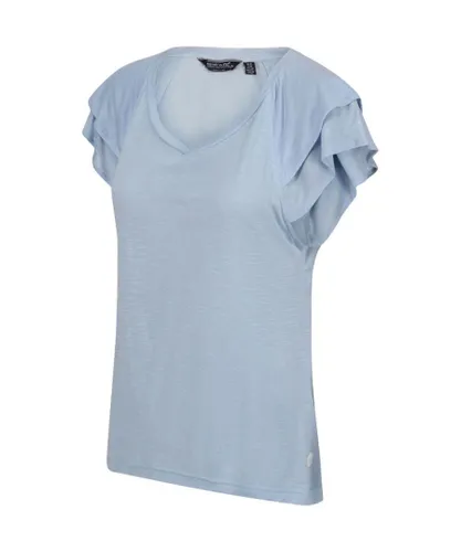 Regatta Womens Ferra Lightweight Ruffle Sleeve T Shirt Top - Blue