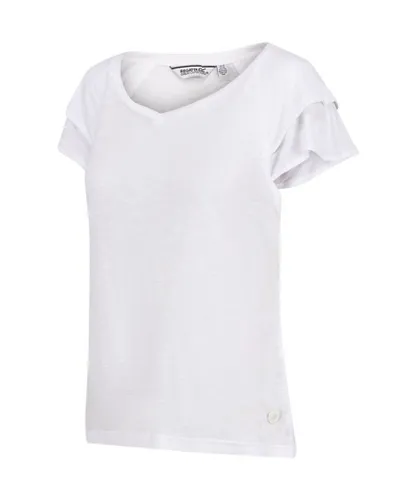 Regatta Womens Ferra Lightweight Ruffle Sleeve T Shirt Top - White