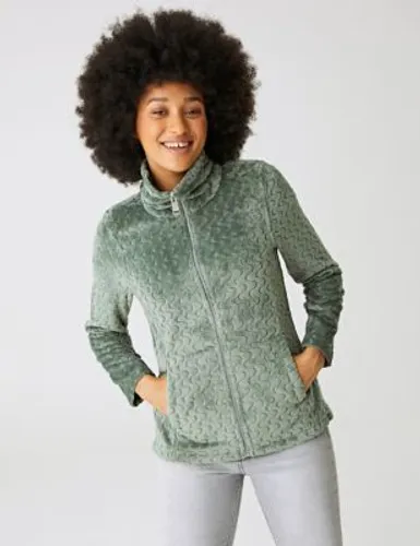 Regatta Womens Heloise Zip Up Textured Funnel Neck Fleece - 10 - Green, Green