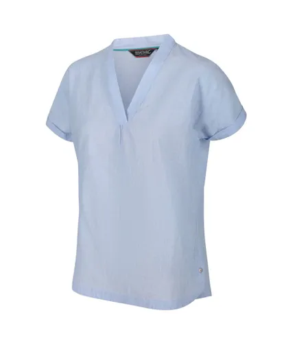 Regatta Womens Jacinda Short Sleeve V Neck Tunic Shirt Top - Blue