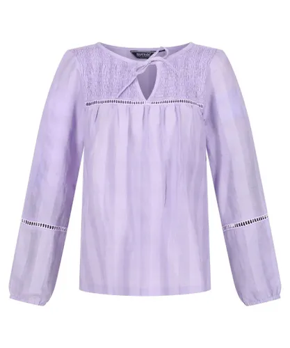 Regatta Womens/Ladies Calluna Long-Sleeved Blouse (Pastel Lilac) - Multicolour Cotton